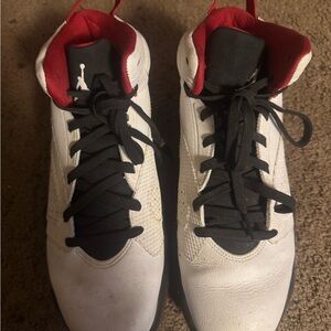 Size 10 Men's White and Red Jordans